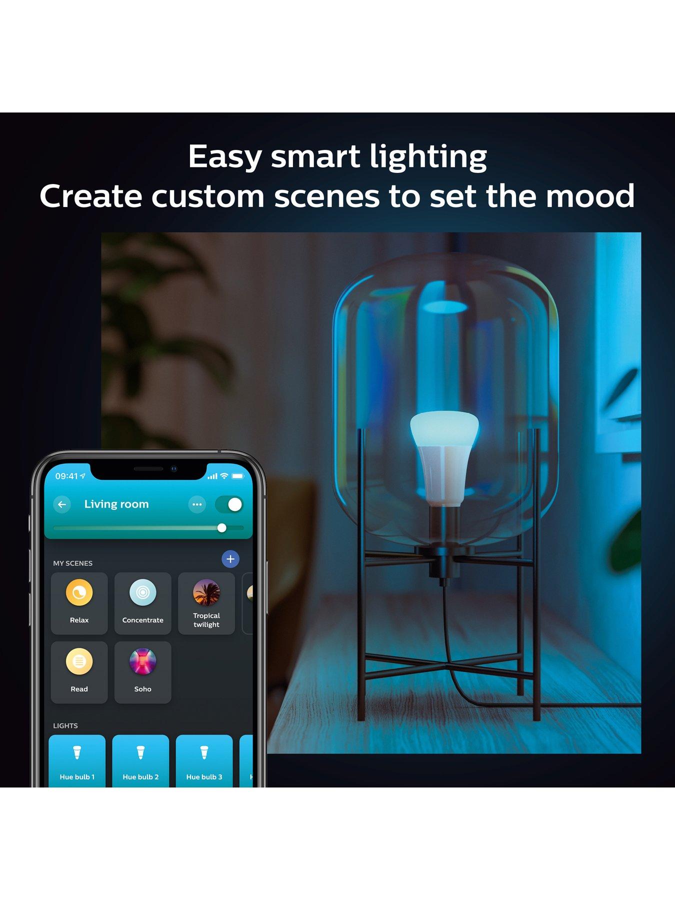  image of philips-hue-hue-white-amp-colour-ambiance-smart-bulb-3-pack-led-65w-e27