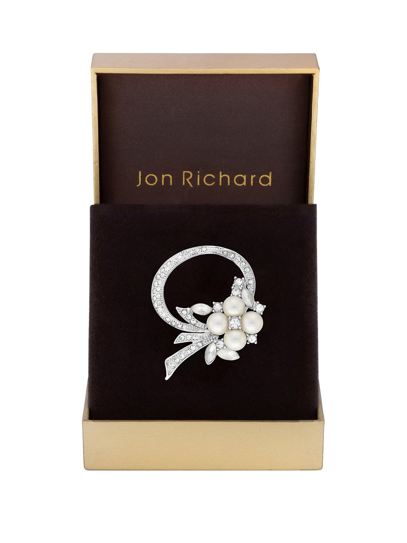 undefined Rhodium Plated Open Bouquet Pearl And Crystal Brooch - Gift Boxed