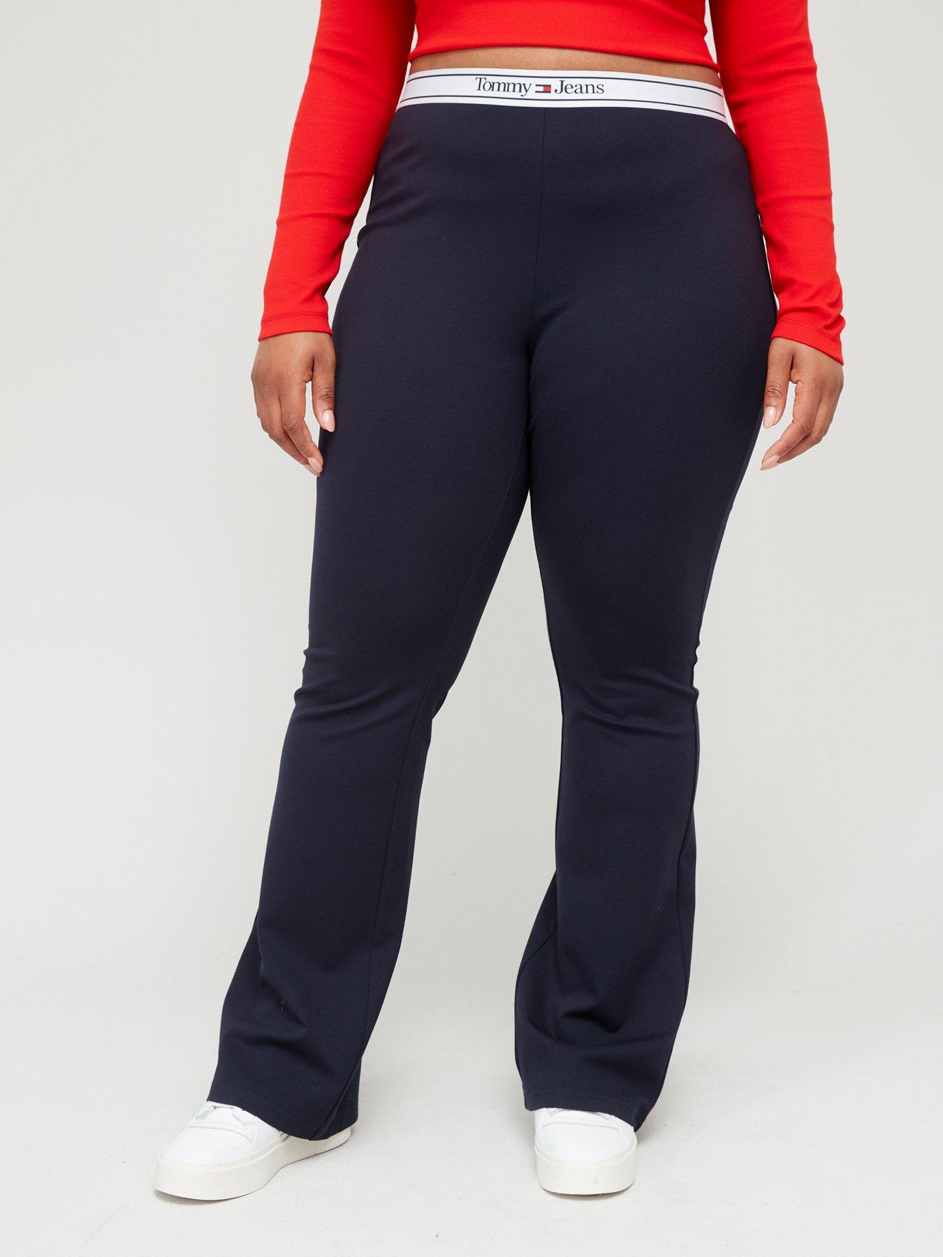 Curve Logo Waistband Flared Legging - Navy