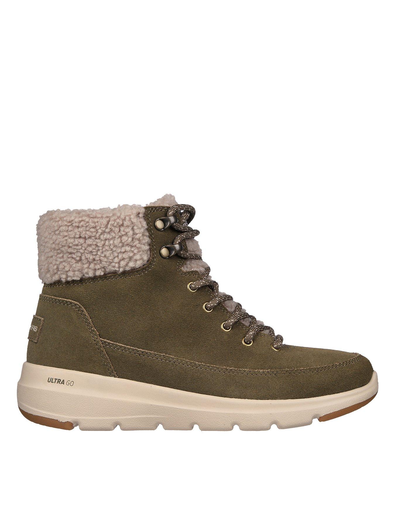 Skechers Glacial Ultra Suede Lace Up Sneaker Boot - Olive Suede ...