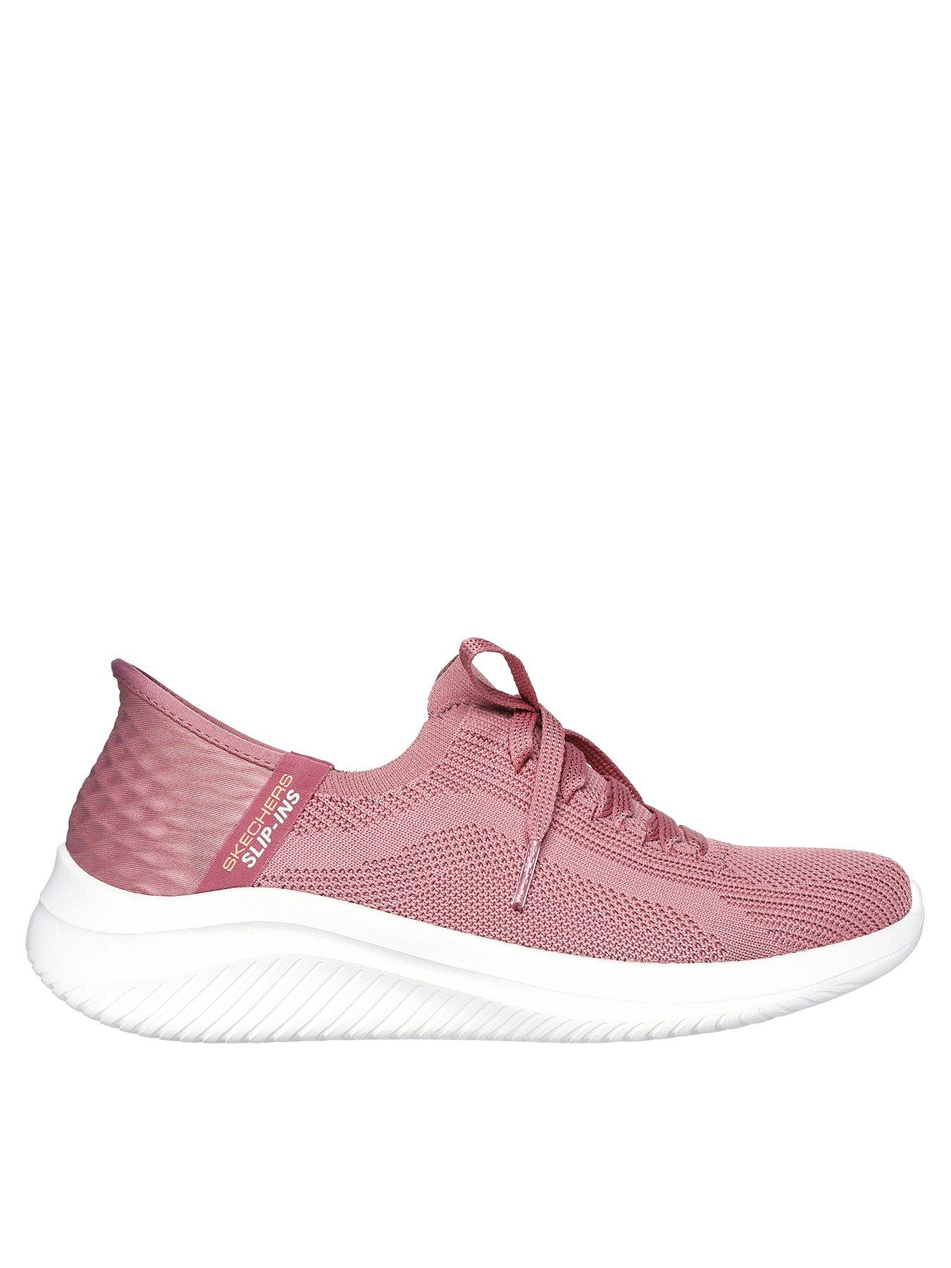 Ultra Flex 3.0 Tonal Stretch Knit Fixed Laced Slip ins Mauve Knit pink Trim