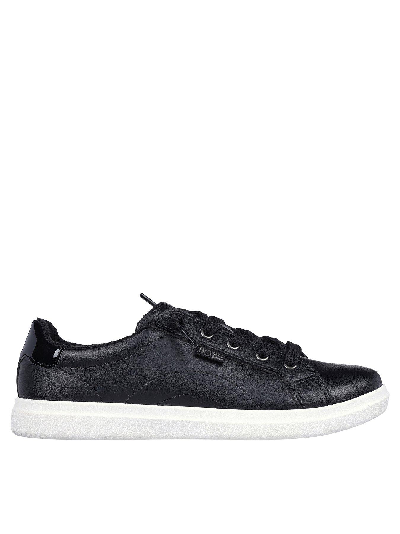  image of skechers-bobs-d-vine-vegan-leather-faux-lace-slip-on-sneaker-black-synthetic