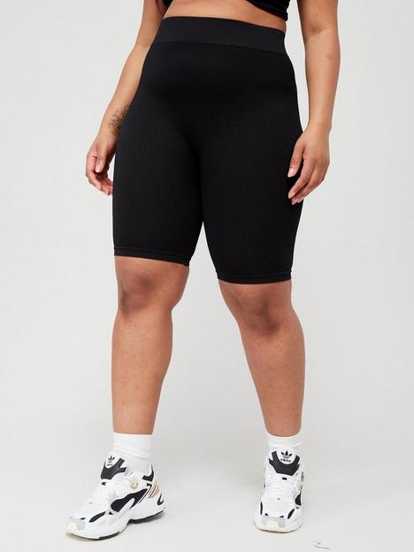 v-by-very-curve-seamless-fitted-rib-cycling-short-black
