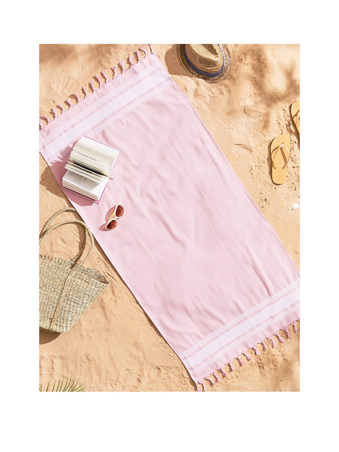 Catherine Lansfield Hammam Beach Towel Pink
