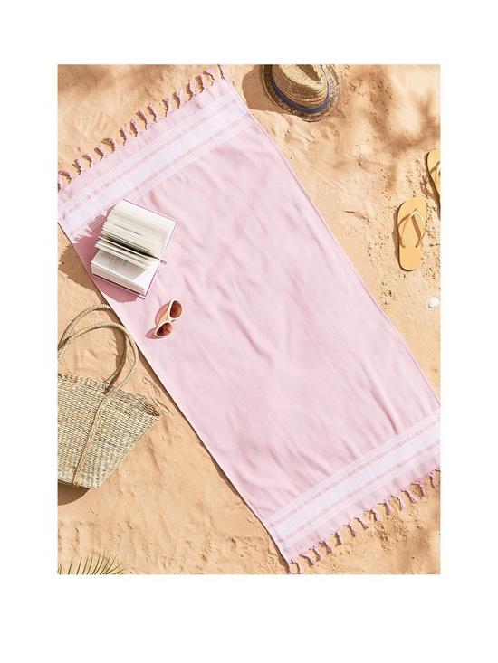 front image of catherine-lansfield-hammam-beach-towel--pink