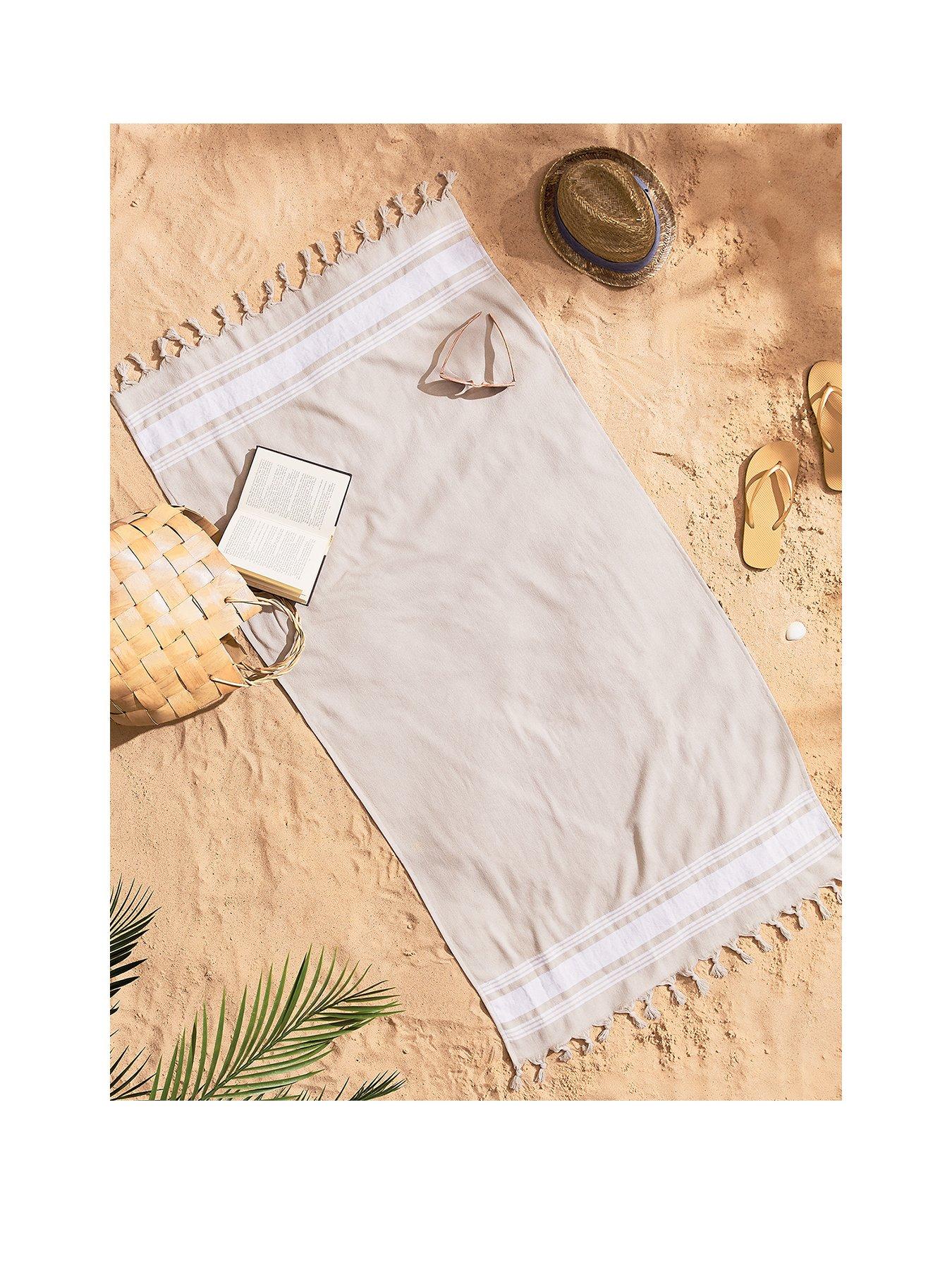 Catherine Lansfield Hammam Beach Towel Natural