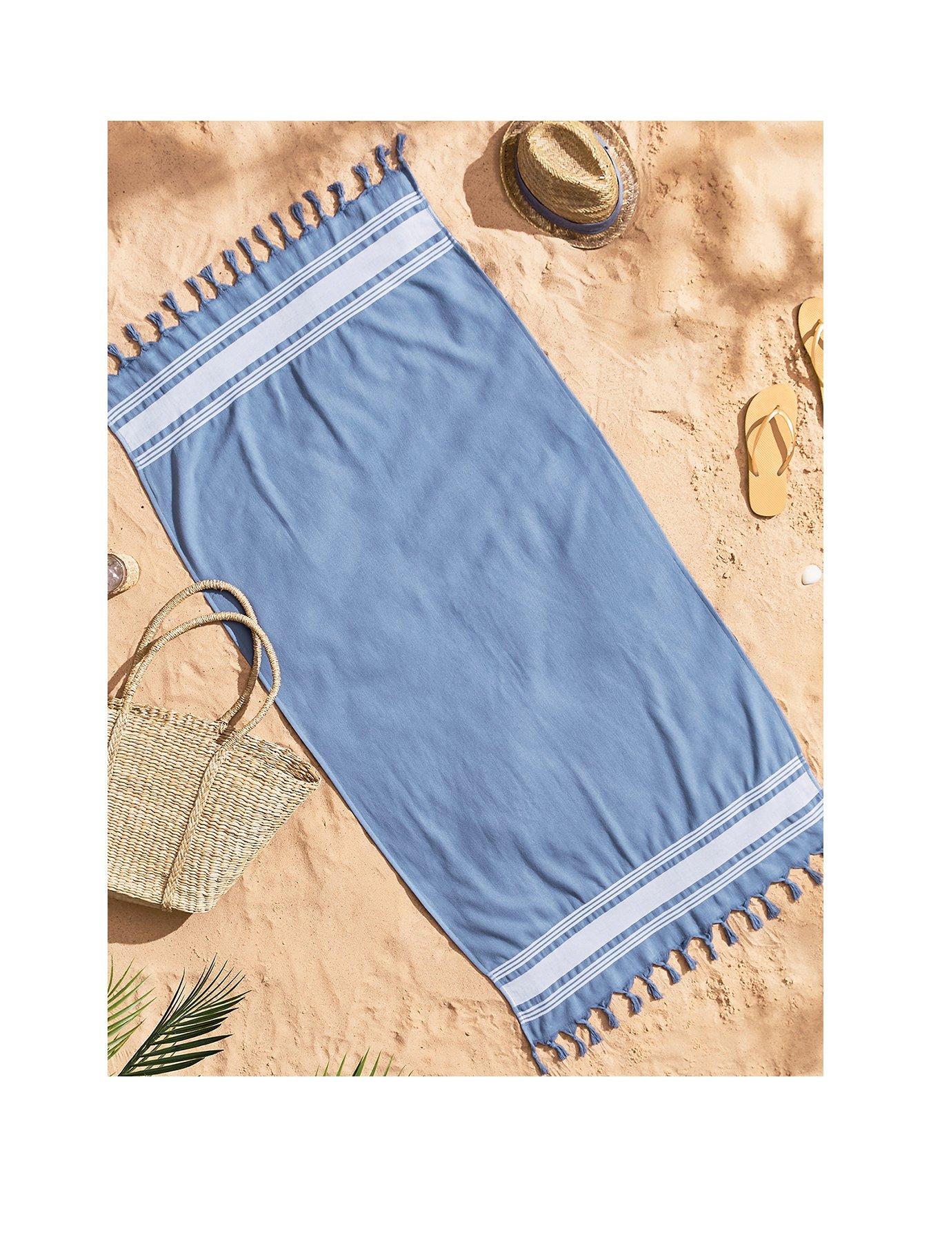 Catherine Lansfield Hammam Beach Towel Blue