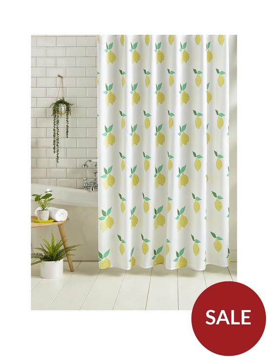front image of sassy-b-lemon-zest-shower-curtain
