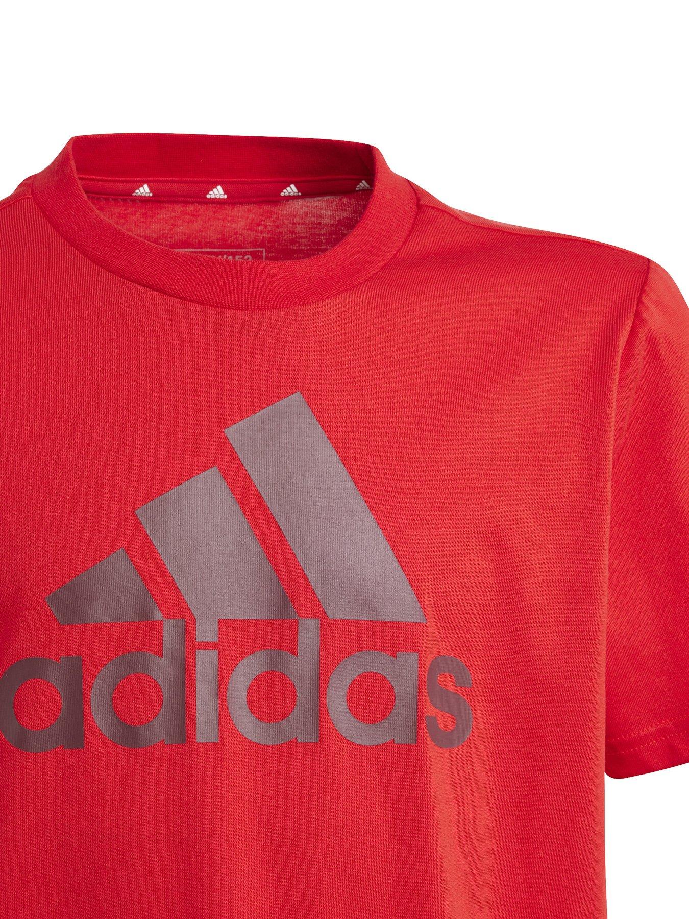  image of adidas-sportswear-essentials-junior-unisex-big-logo-tee-red