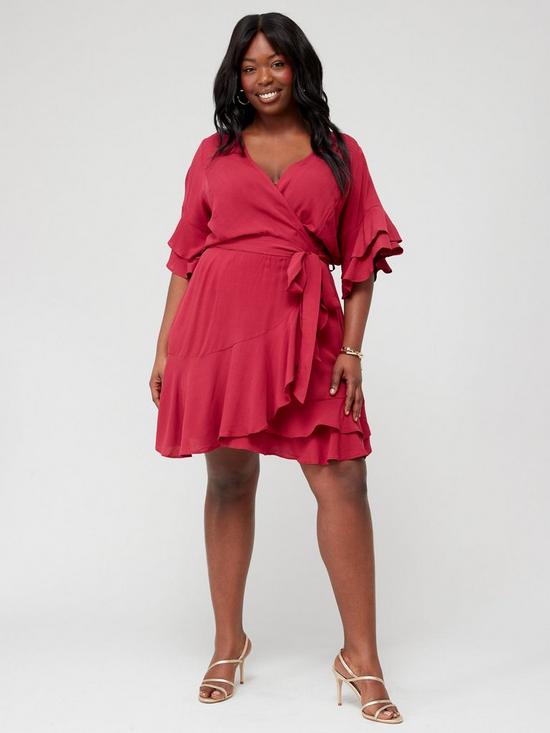 front image of city-chic-fiesta-fun-dress-red