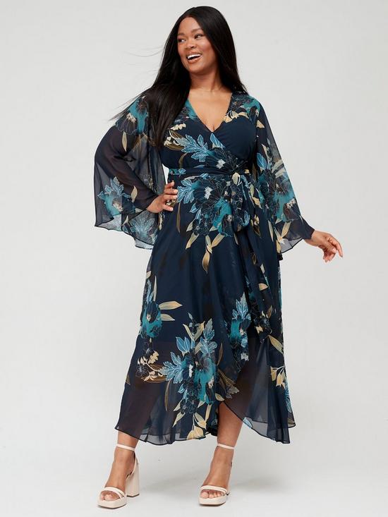 front image of city-chic-eleanor-maxi-dress-navy