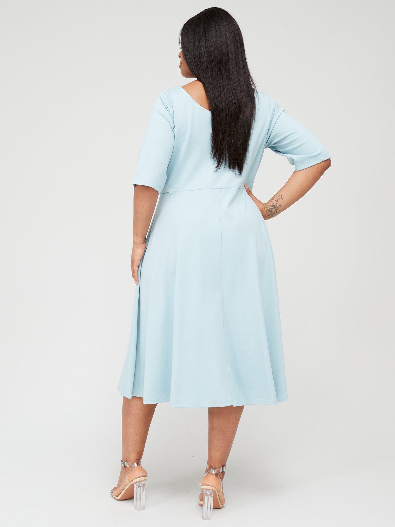 City Chic Cute Girl Elbow Sleeve Dress Blue