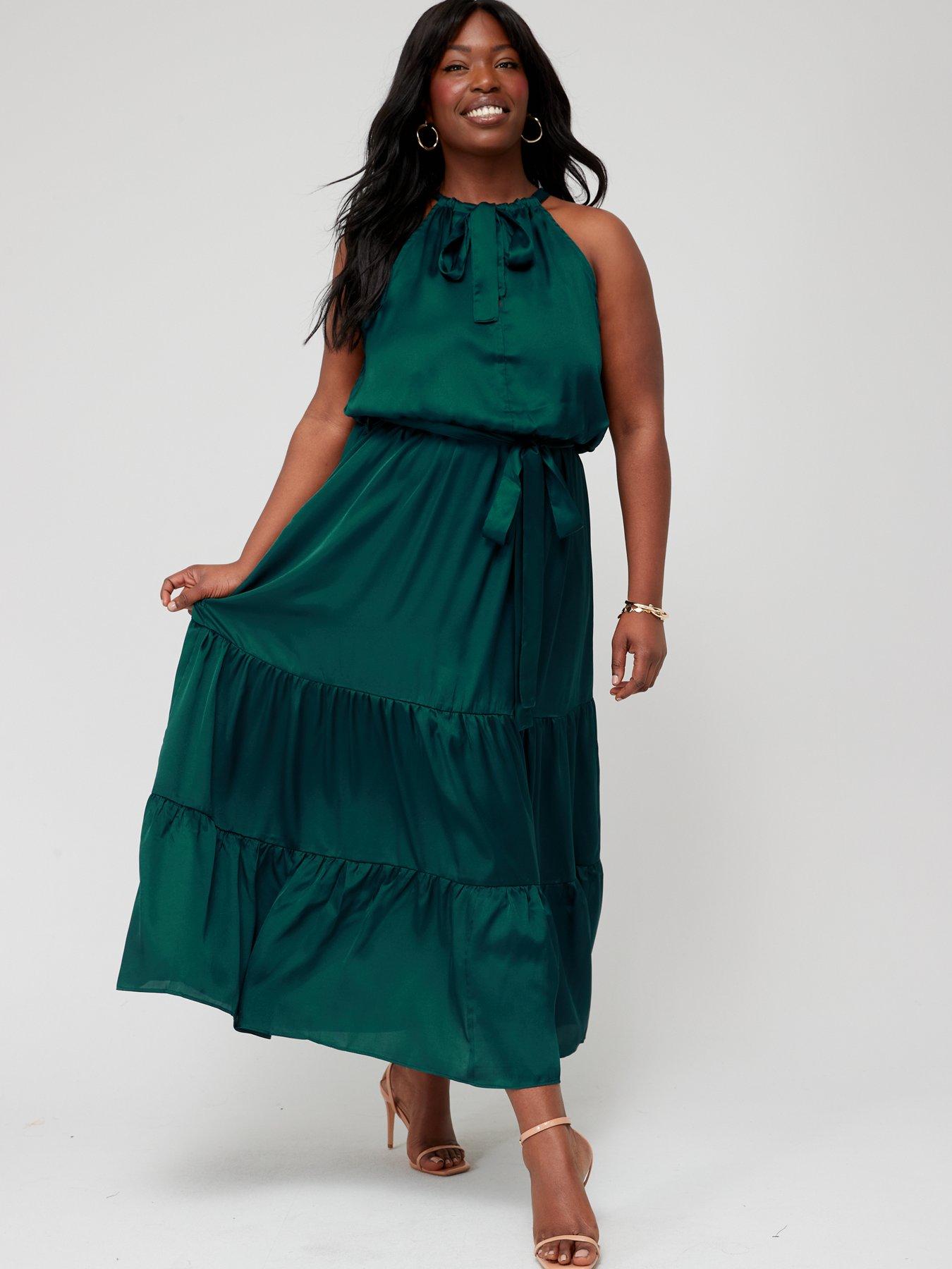 City Chic Halter Lady Maxi Dress Green littlewoods