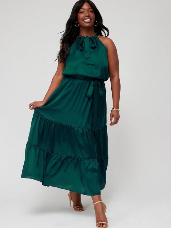 front image of city-chic-halter-lady-maxi-dress-green