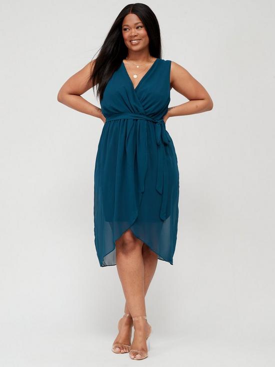 front image of city-chic-sexy-tie-dress-blue