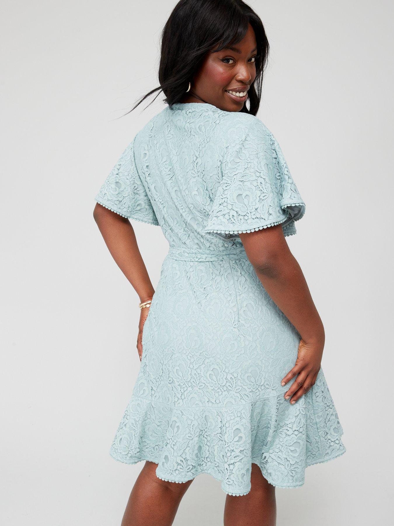 City Chic Sweet Love Lace Dress Blue littlewoods