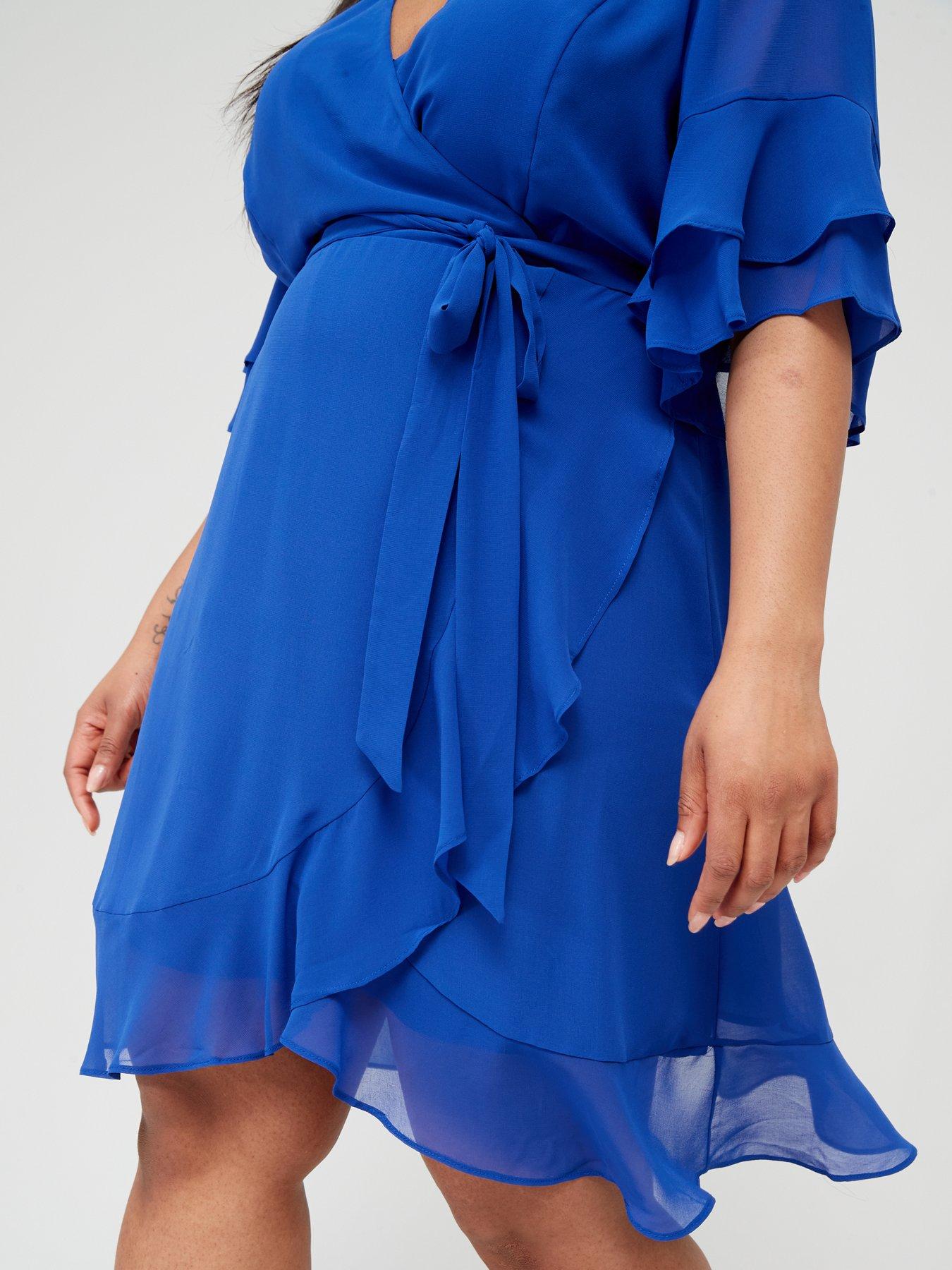  image of city-chic-flutter-frill-dress-blue