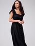  image of lucy-mecklenburgh-frill-detail-linen-midi-dress-black