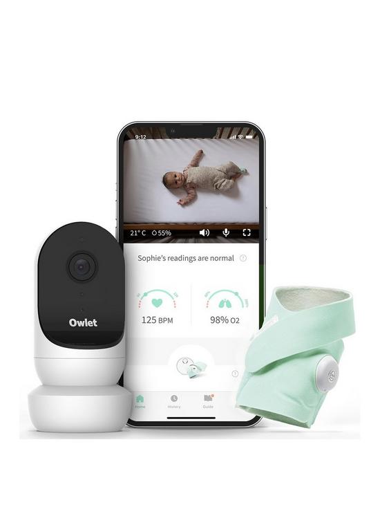 front image of owlet-monitor-duo-smart-sock-3-cam-2-mint