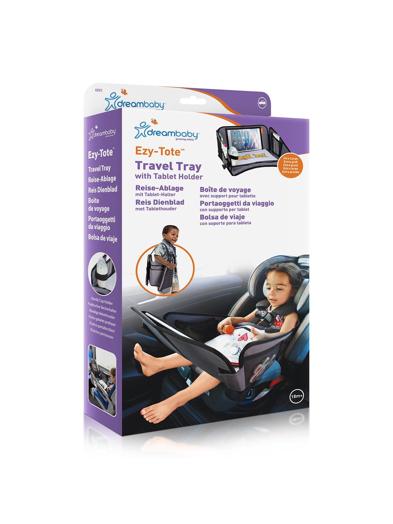  image of dreambaby-on-the-go-extra-large-car-tray-table-with-tablet-holder-storage-pockets-amp-carry-strap-black