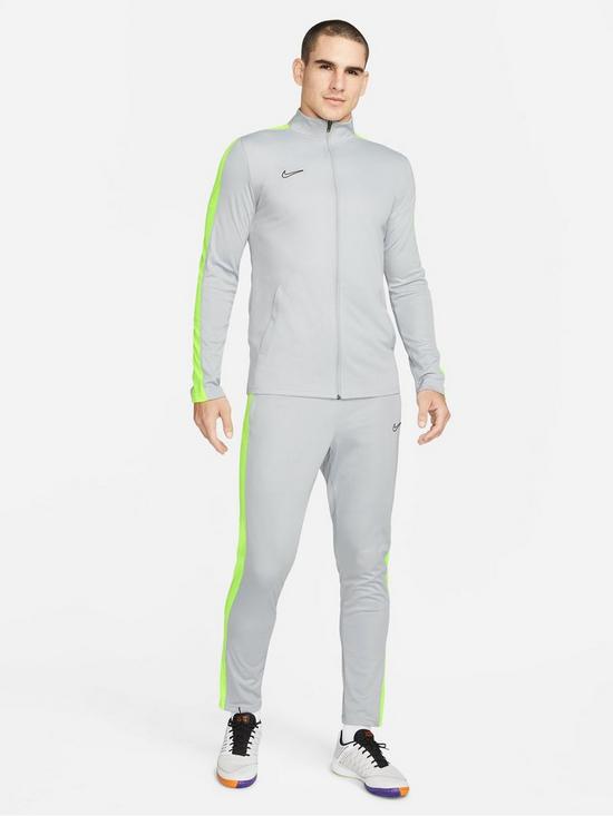 front image of nike-mens-academy-23-dry-fit-tracksuit-silver
