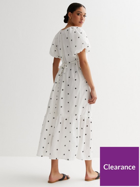 stillFront image of new-look-white-daisy-embroidered-puff-sleeve-midi-dress