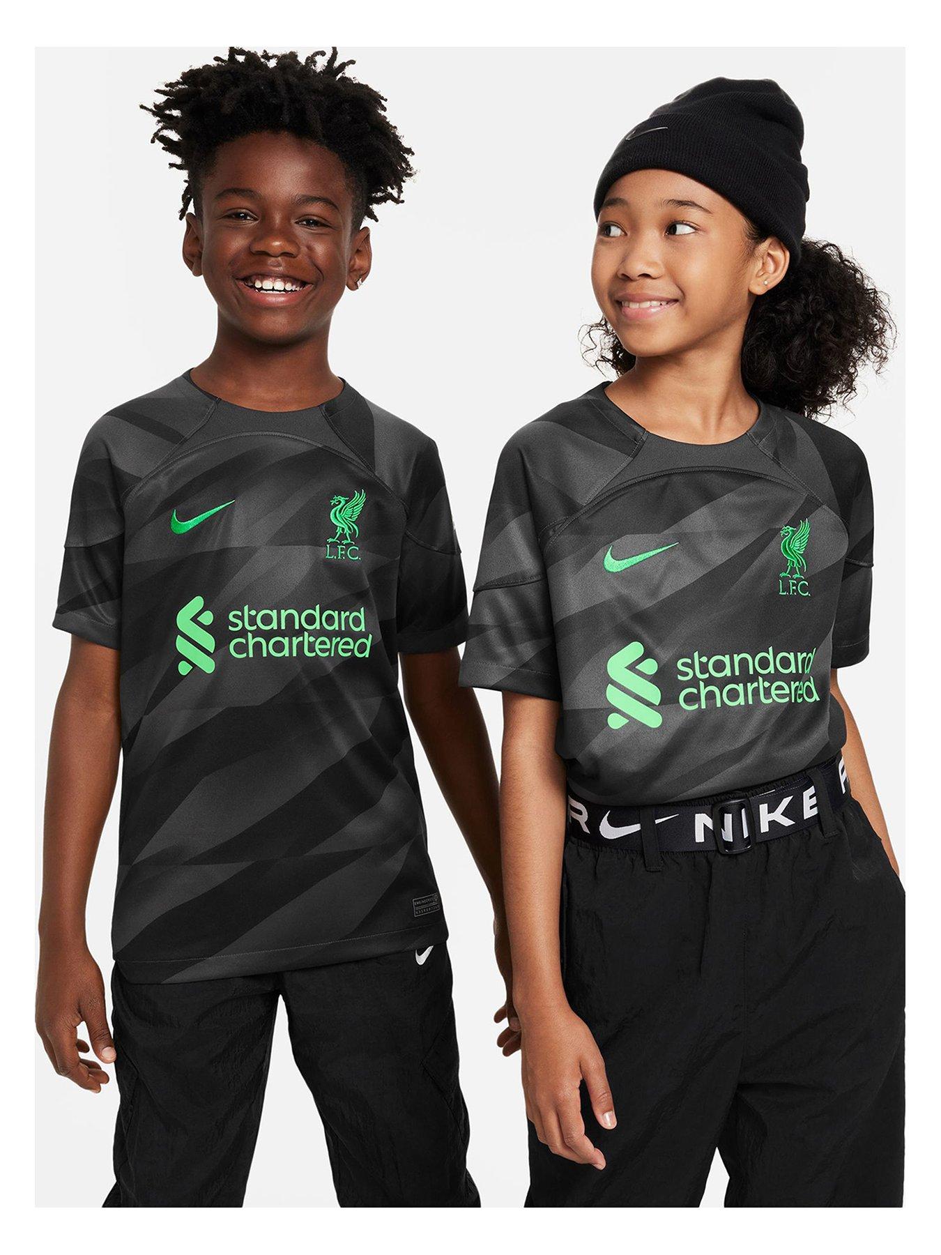 Nike Liverpool FC Junior 23 24 Home Goalkeeper Short Sleeved Shirt Green littlewoods