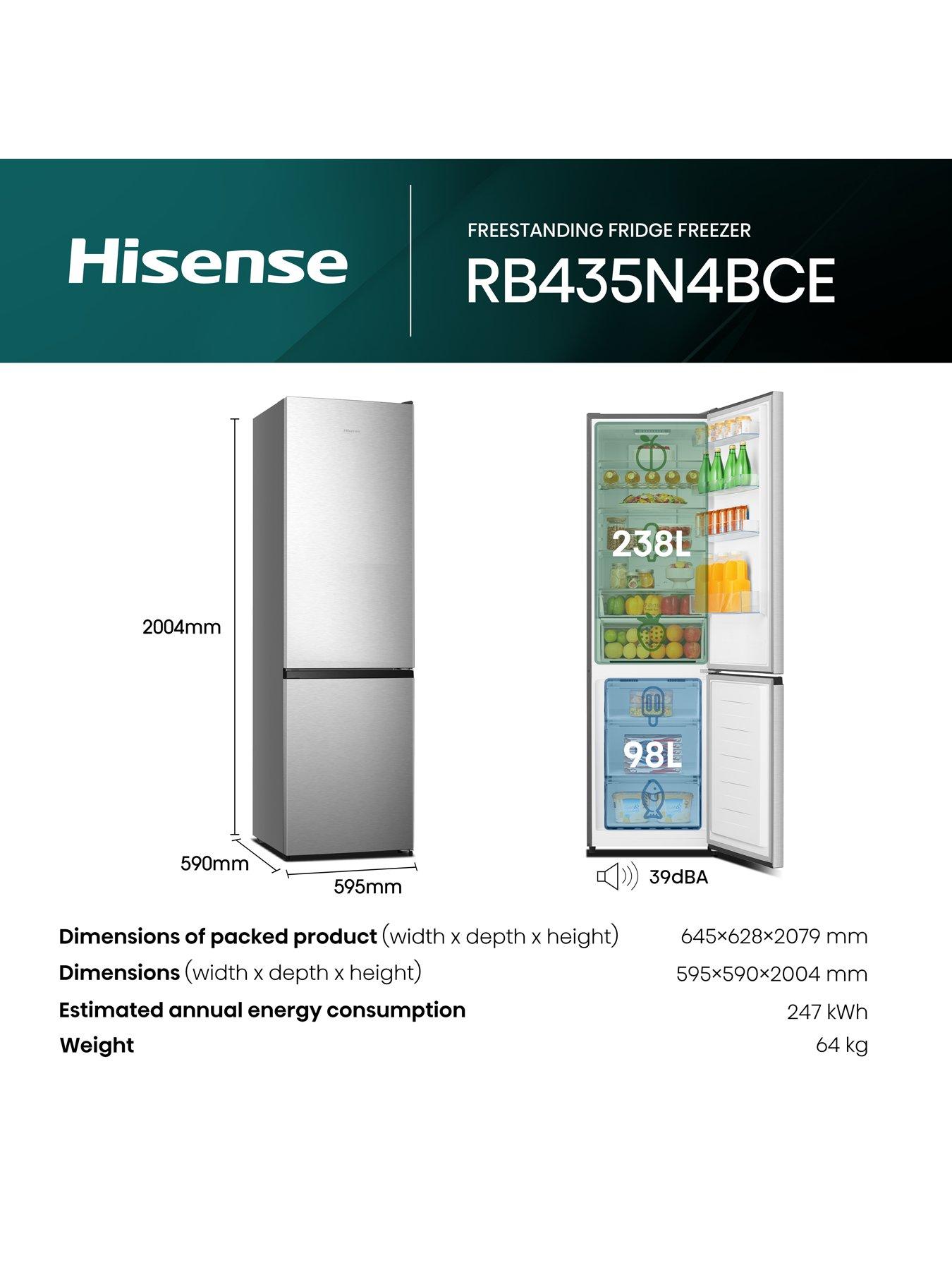 Image 6 of 7 of Hisense RB435N4BCE 60cm Wide&nbsp;70/30 Frost-Free Fridge Freezer - Stainless Steel