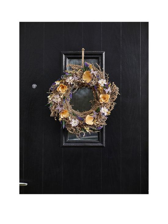 front image of smart-garden-viola-whirl-decorative-wreath