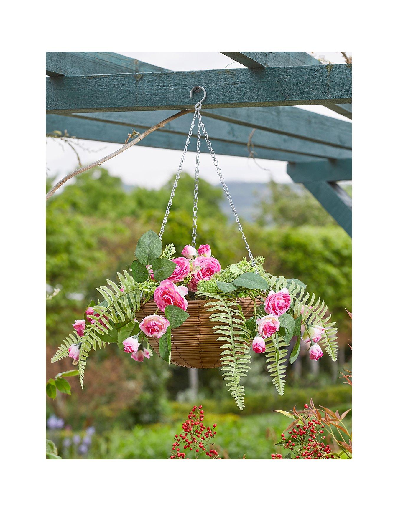 Smart Garden Faux Pink Rose Hanging Basket