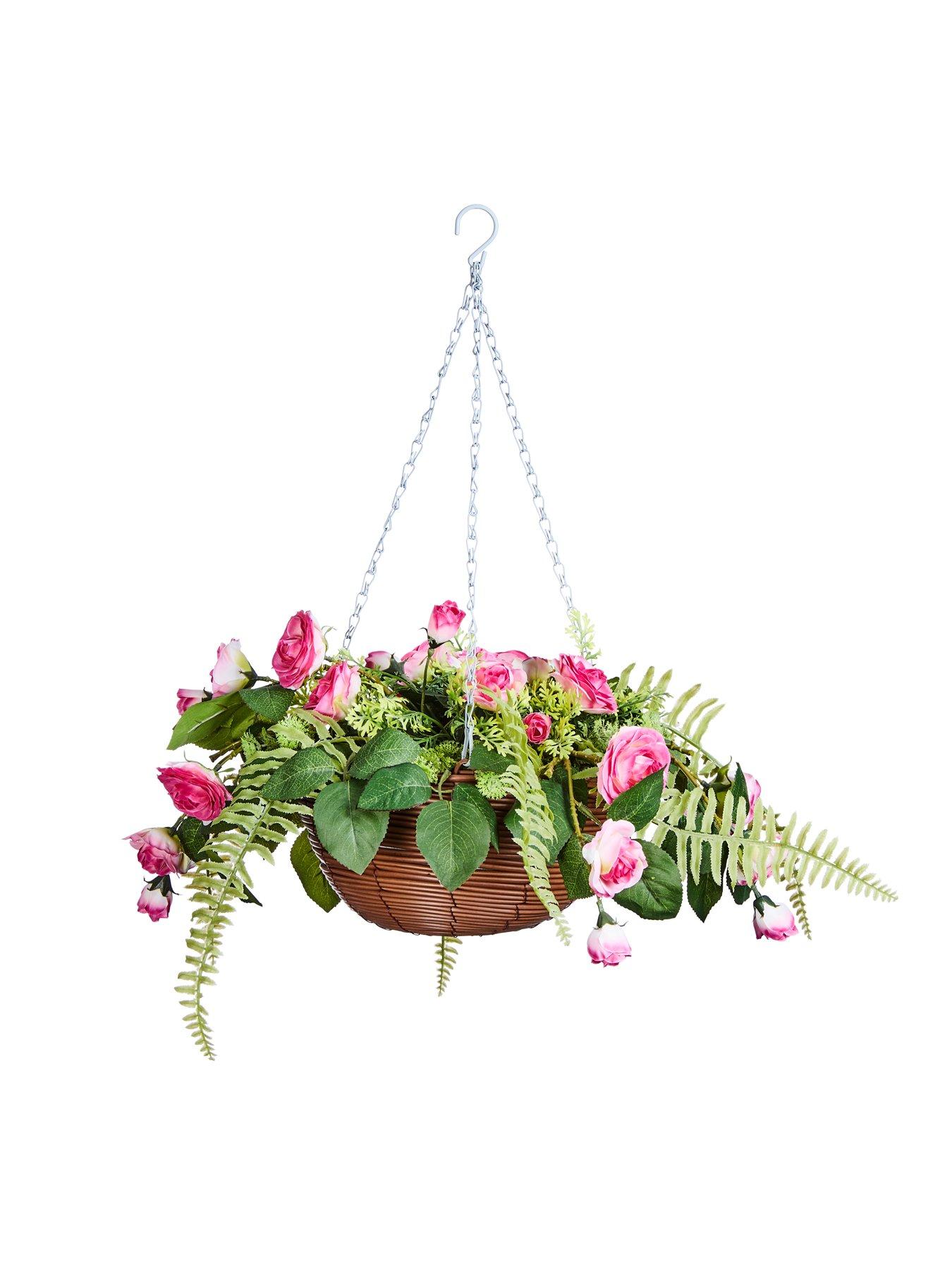 Smart Garden Faux Pink Rose Hanging Basket