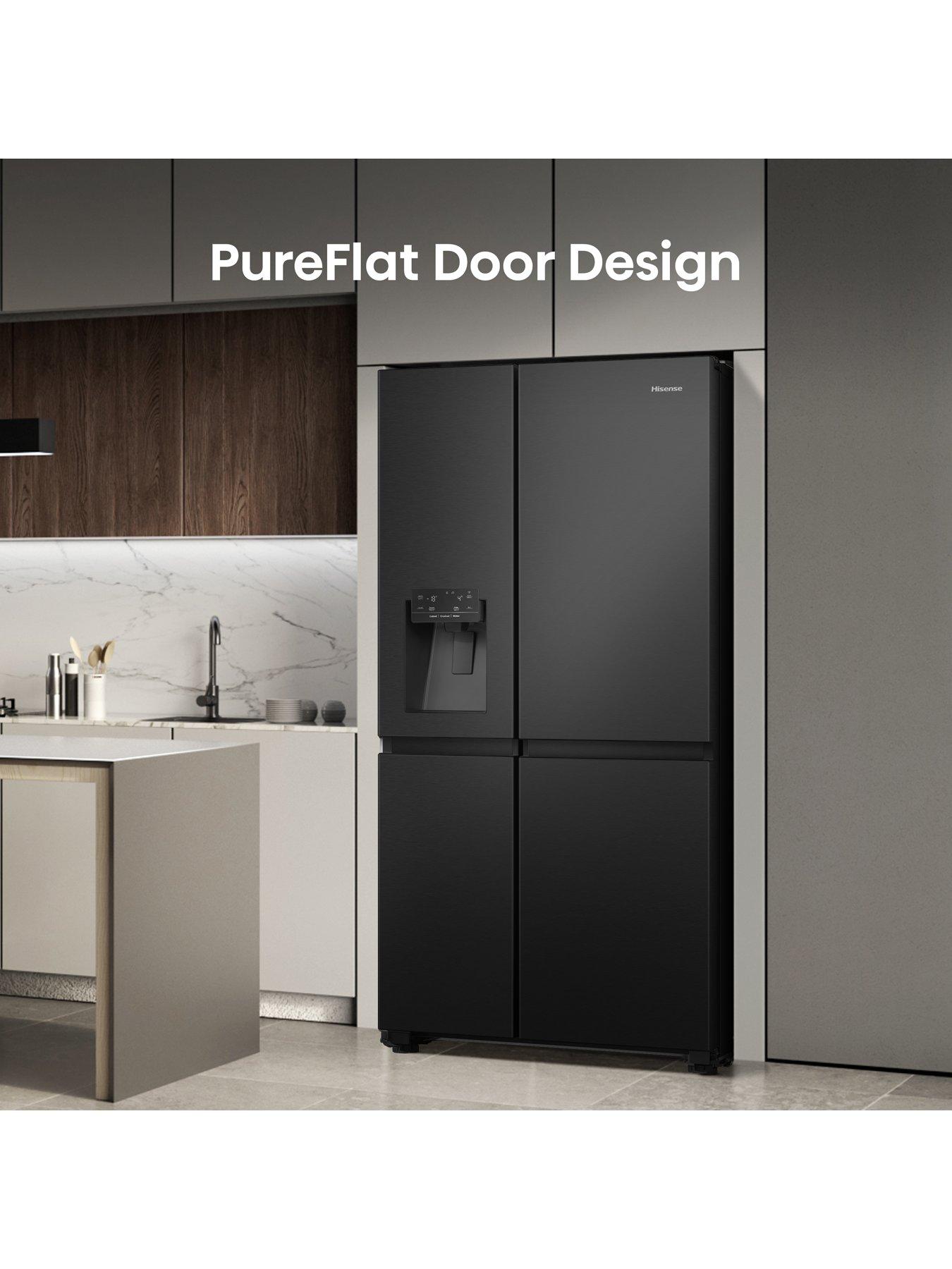  image of hisense-rs818n4tfe-91cm-widenbsppureflat-fridge-freezer-with-water-amp-ice-dispenser-black