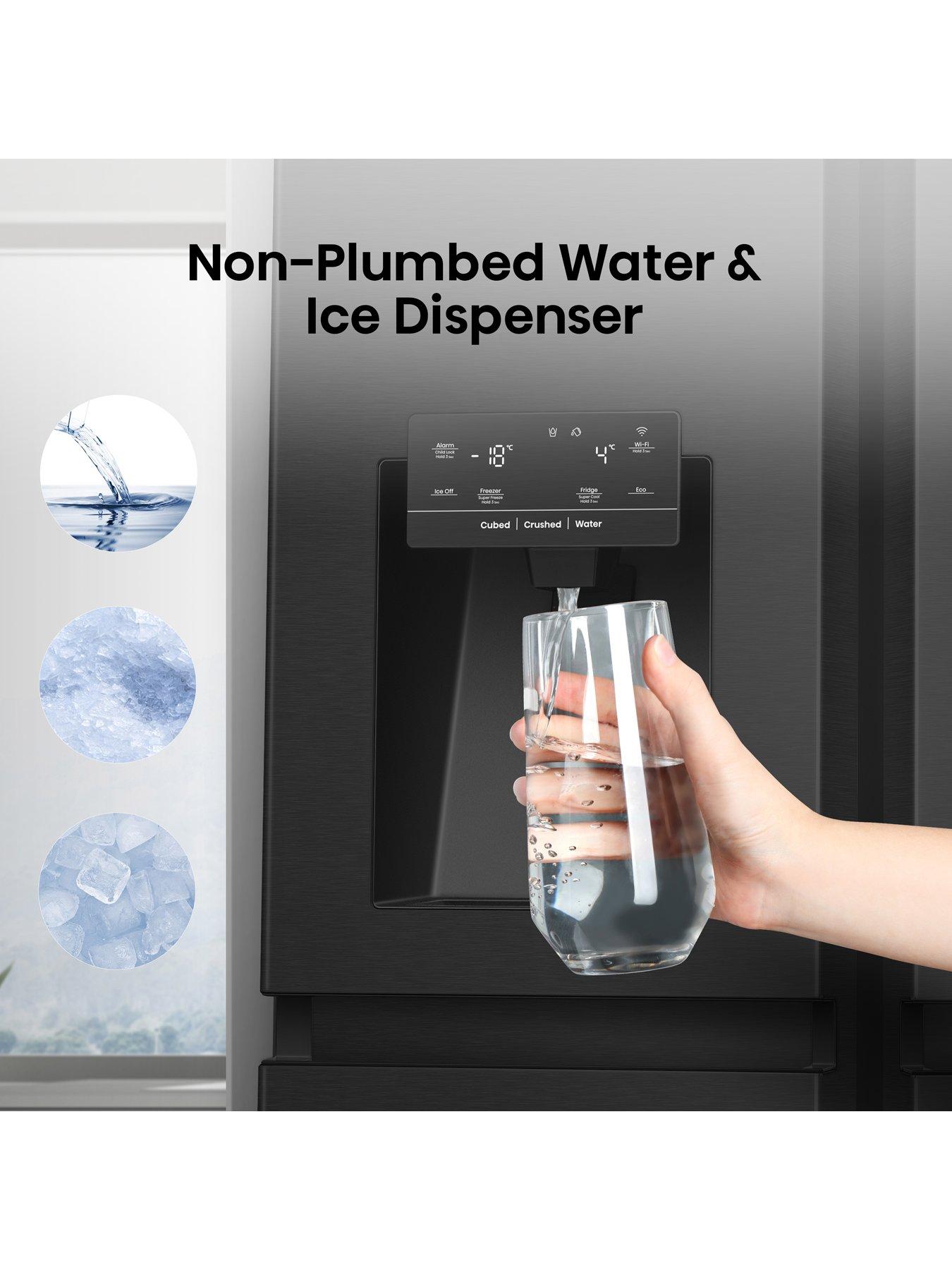  image of hisense-rs818n4tfe-91cm-widenbsppureflat-fridge-freezer-with-water-amp-ice-dispenser-black