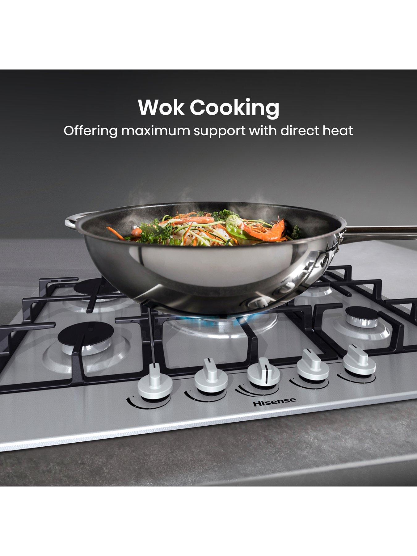 Image 2 of 7 of Hisense GM773XF Gas Hob with 5 Cooking Zones, Wok Burner and Cast Iron Grills, 71cm Wide