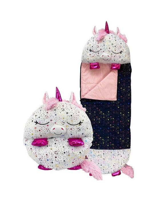 front image of happy-nappers-shimmer-unicorn-sleeping-bag-large