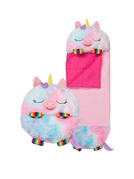 front image of happy-nappers-rainbow-unicorn-sleeping-bag--nbspmedium