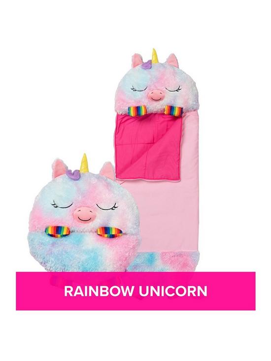 stillFront image of happy-nappers-rainbow-unicorn-sleeping-bag--nbspmedium