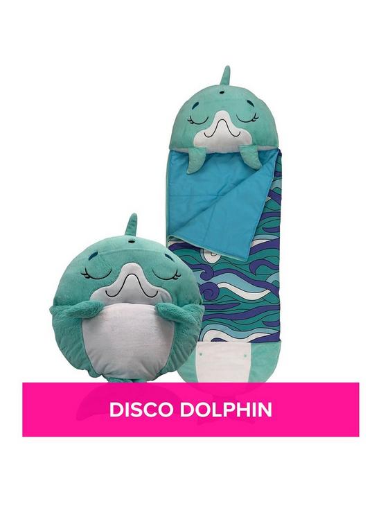 stillFront image of happy-nappers-blue-disco-dolphin-sleeping-bag--nbspmedium