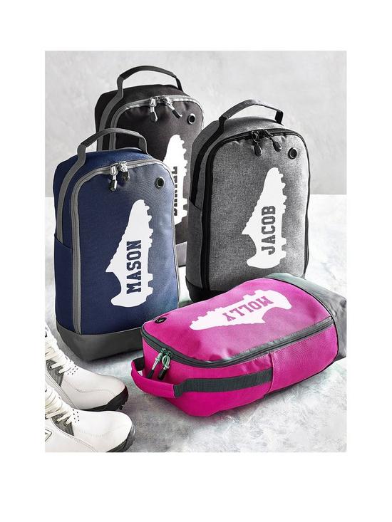 front image of love-abode-personalised-football-boot-bag