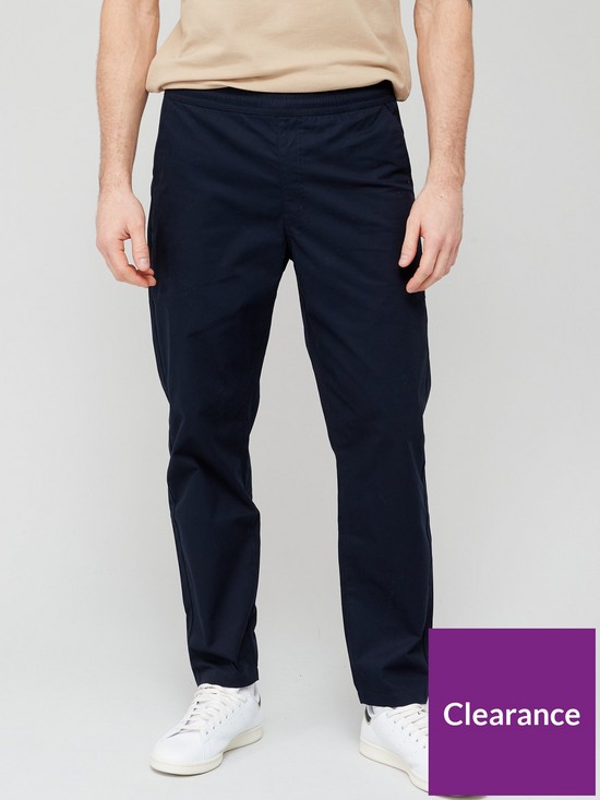 front image of farah-osborne-elasticated-canvas-trousers-navy