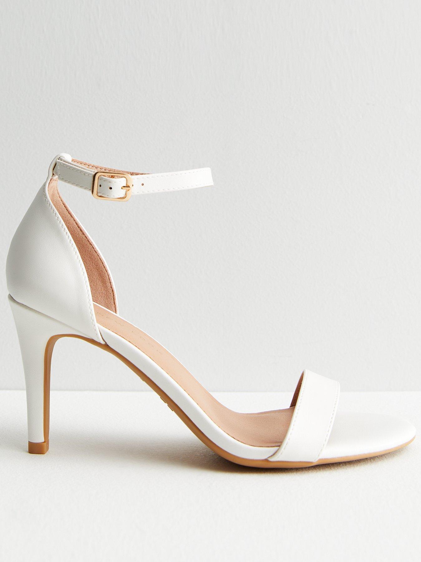 New Look White Leather Look 2 Part Block Heel Sandals