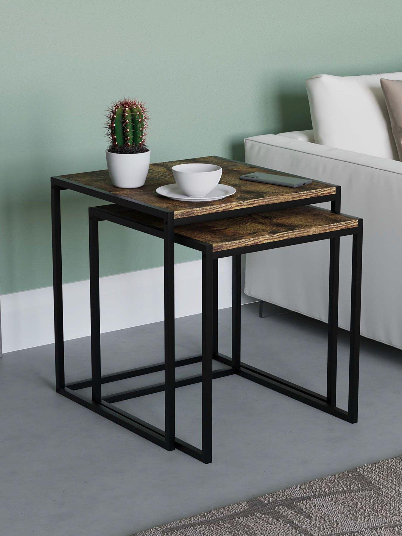 Vida Designs Brooklyn Nest of 2 Tables - Dark Oak