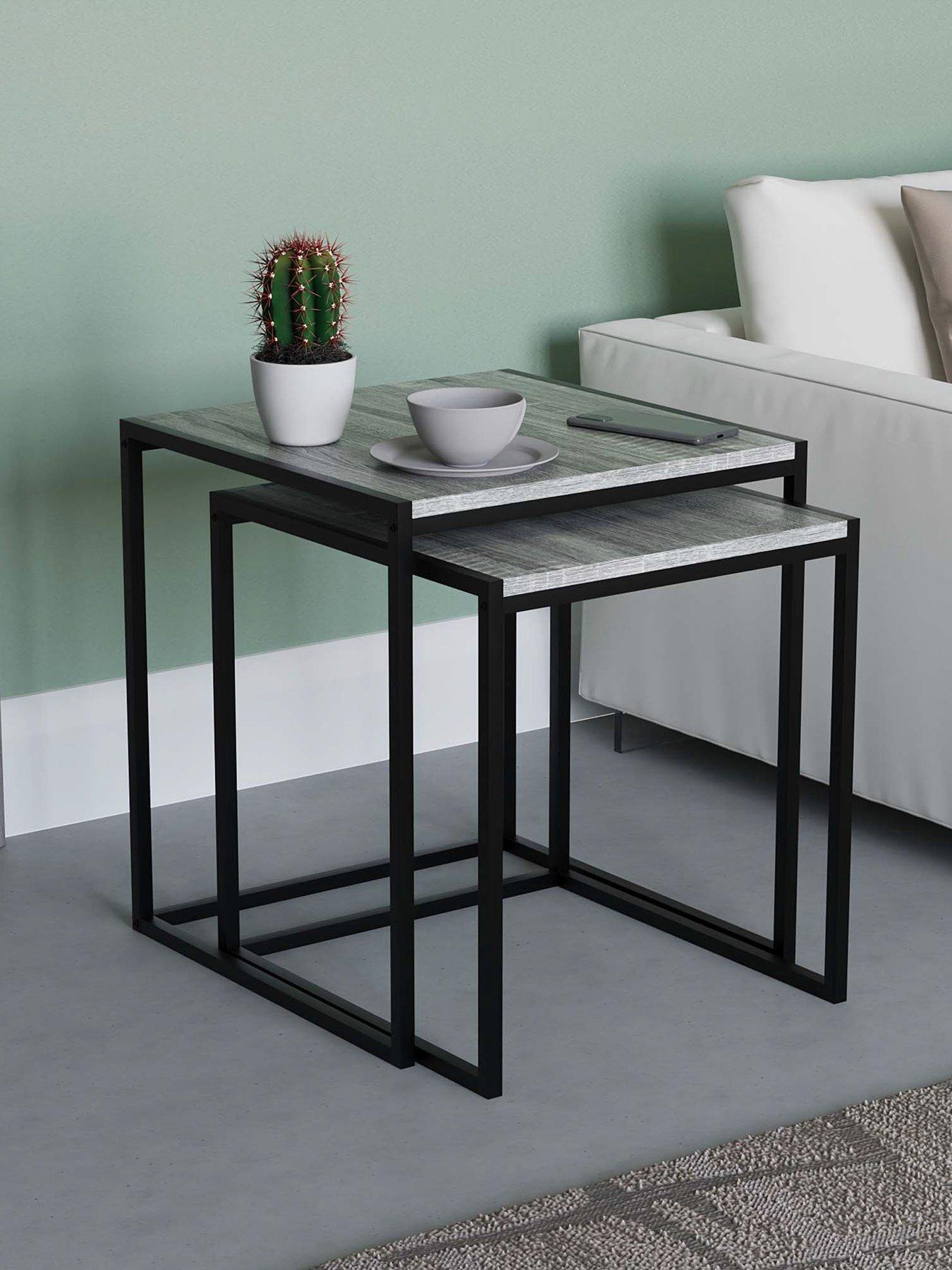 Vida Designs Brooklyn Nest of 2 Tables - Grey Oak