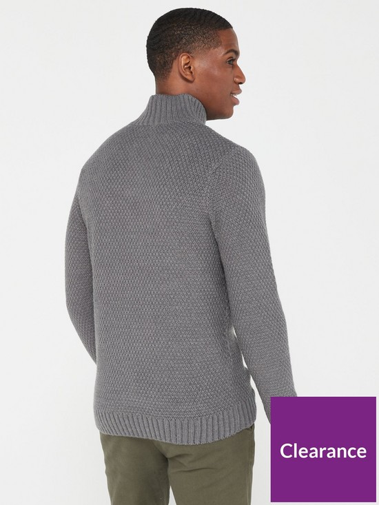 stillFront image of very-man-button-funnel-knitted-jumper-charcoal
