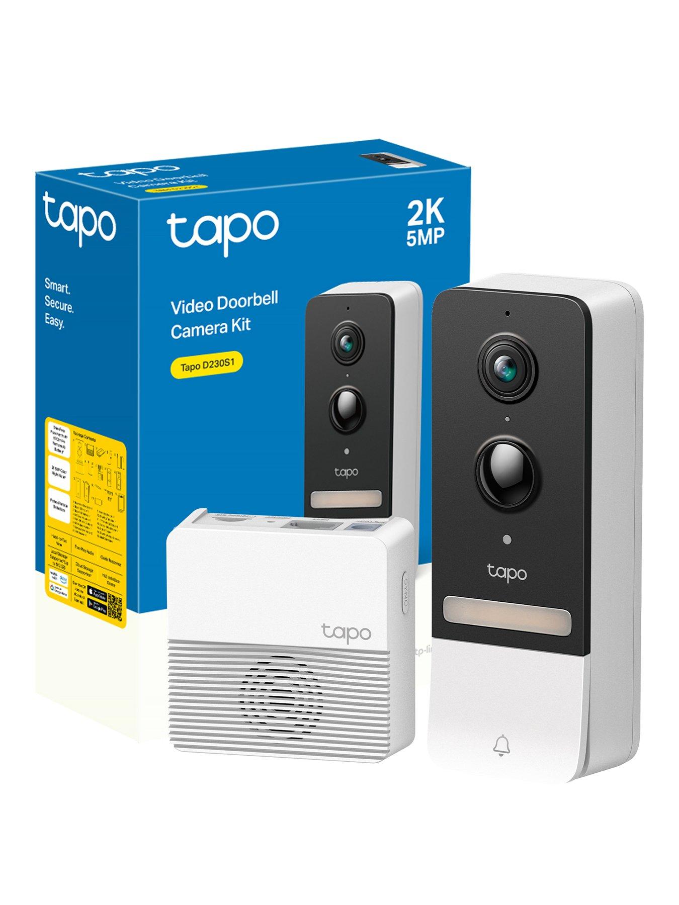 TP Link Tapo D230S1 2K 5MP Video Doorbell Camera with Battery  &  Chime, Head-to-Toe View, No Monthly Fee