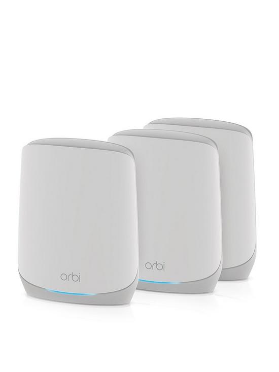 front image of netgear-orbi-tri-band-wifi-6-mesh-system
