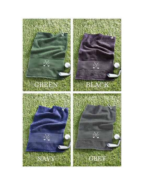 front image of love-abode-personalised-golf-towel