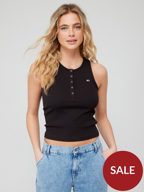 tommy-jeans-essential-button-ribbed-tank-black