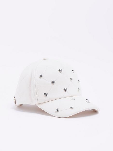 river-island-girls-quilted-heart-studded-cap-cream