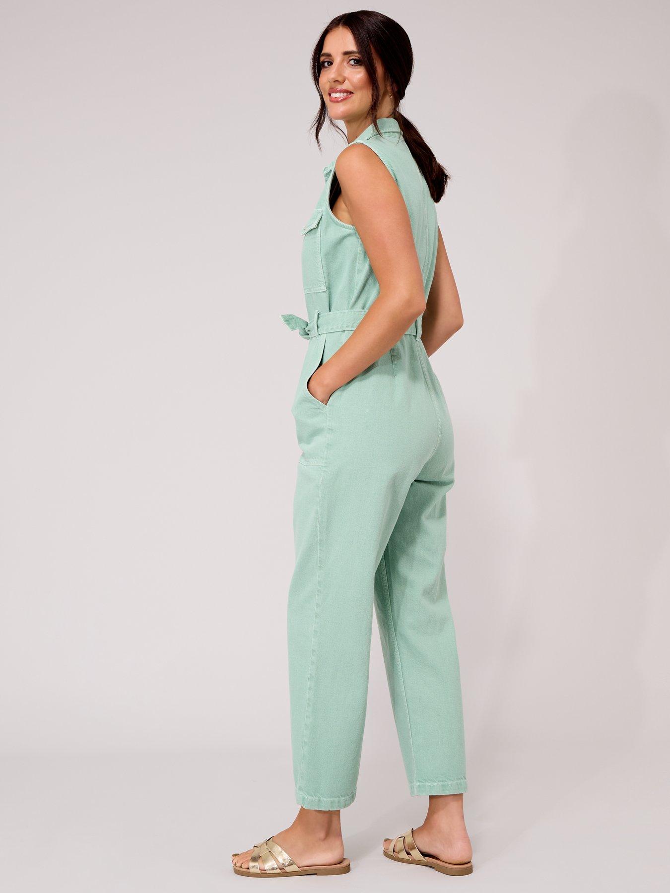 Lucy Mecklenburgh x V by Very Twill Jumpsuit Green littlewoods